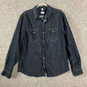 S.K.U. Men's Size Large Blue Long Sleeve Pearl Snap Collared Shirt